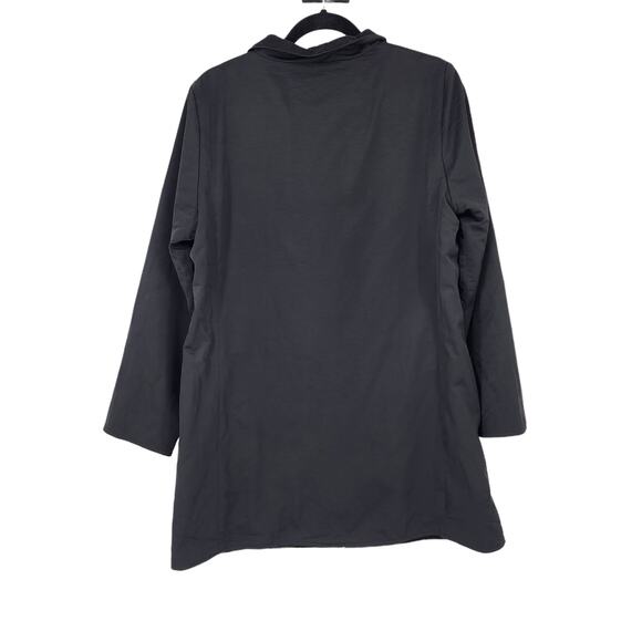 Eileen Fisher Long Black System Cotton Blend Zipper Jacket Coat Size Small - Picture 4 of 4